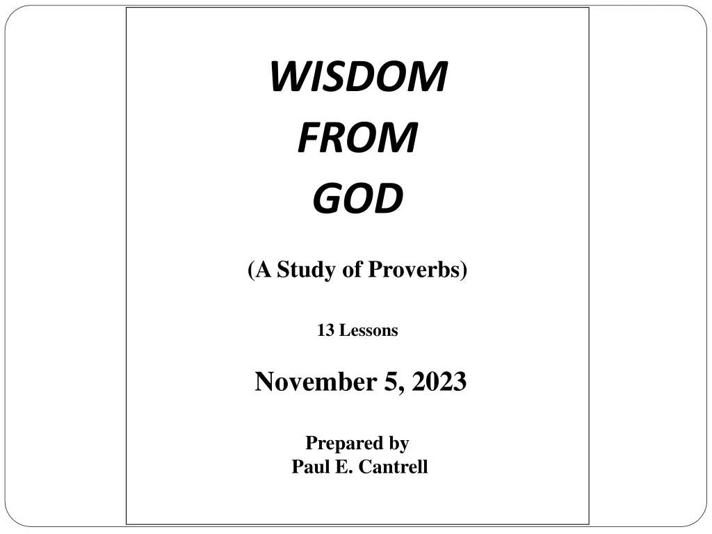 wisdom from god n.w