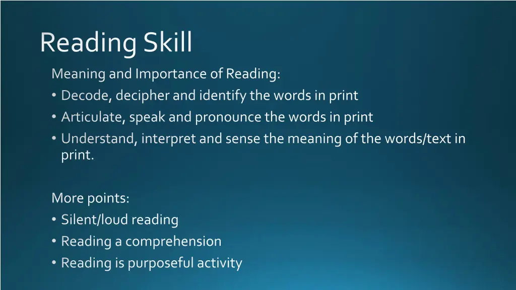 reading skill n.w