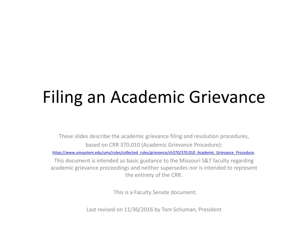 filing an academic grievance n.w