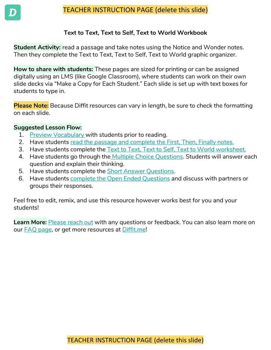 teacher instruction page delete this slide n.w
