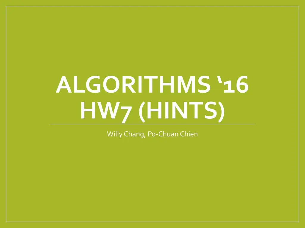algorithms 16 hw7 hints n.w