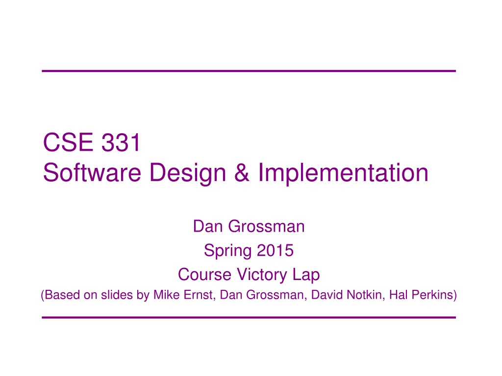 cse 331 software design implementation n.w