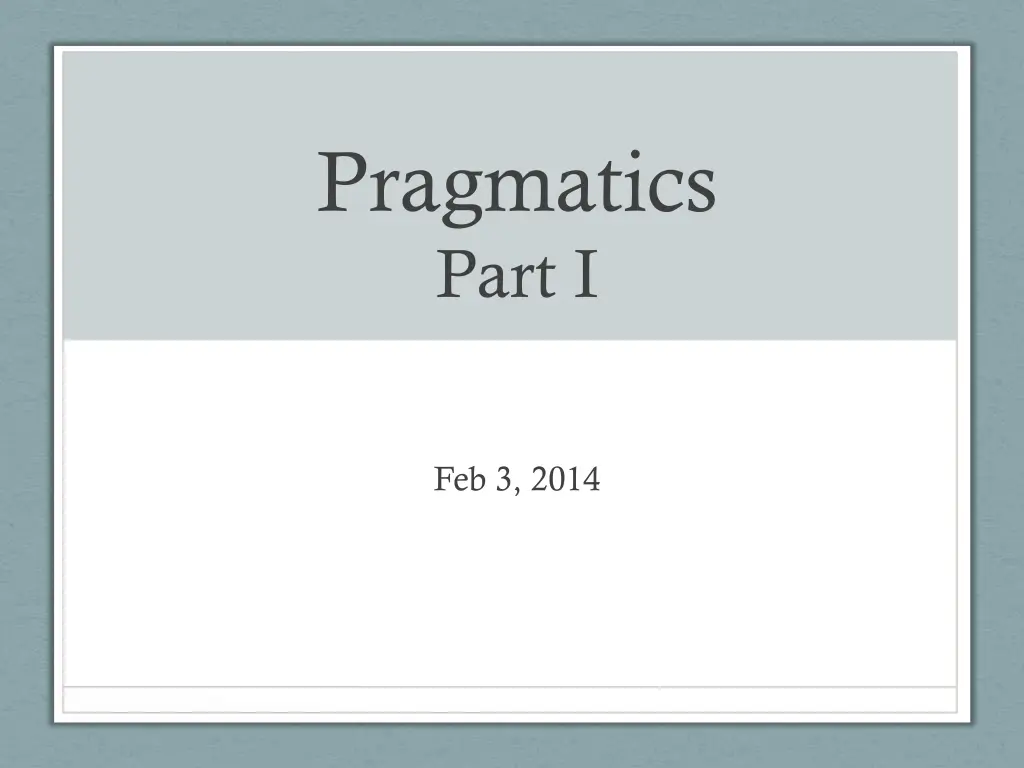 pragmatics part i n.w