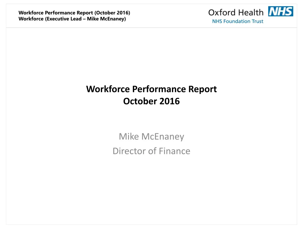 workforce performance report october 2016 n.w