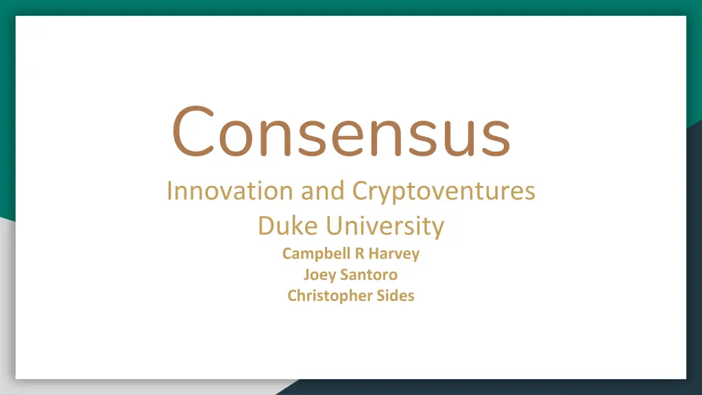 consensus innovation and cryptoventures duke n.w