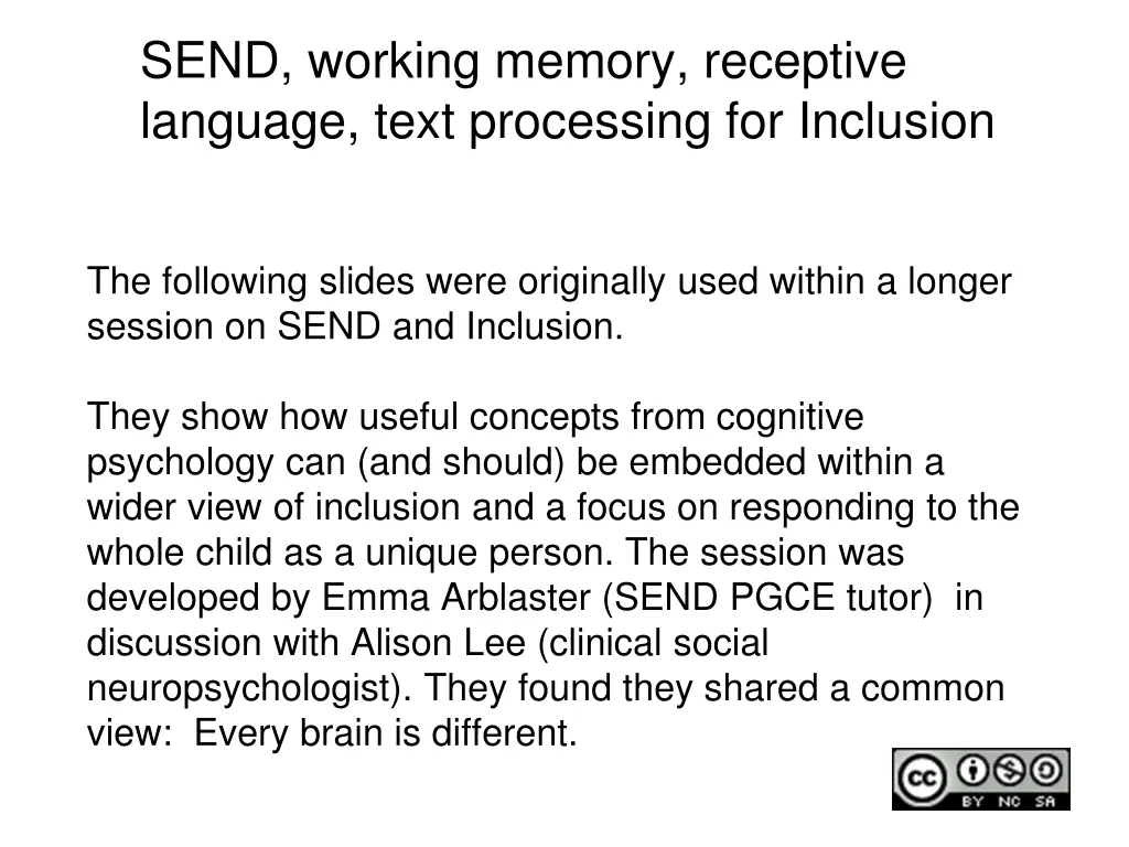 send working memory receptive language text n.w