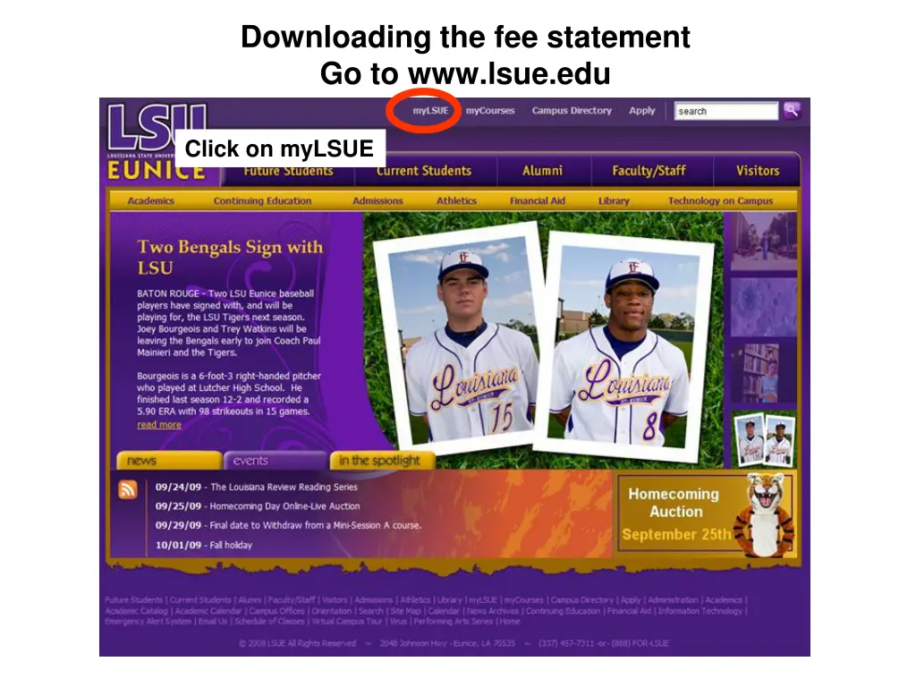 downloading the fee statement go to www lsue edu n.w