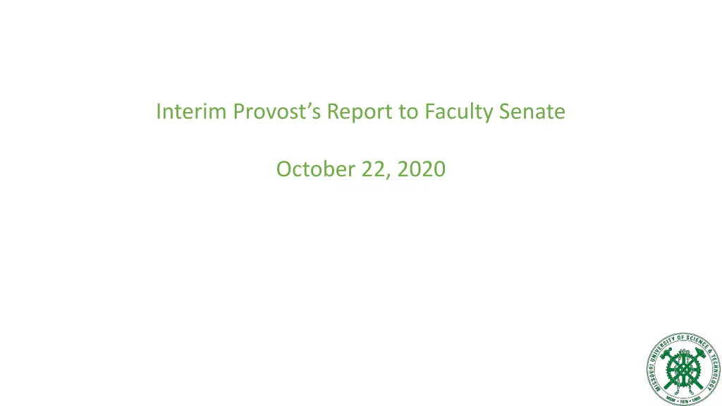 interim provost s report to faculty senate n.w