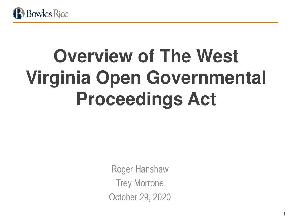 overview of the west virginia open governmental n.w