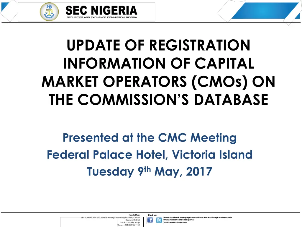 update of registration information of capital n.w