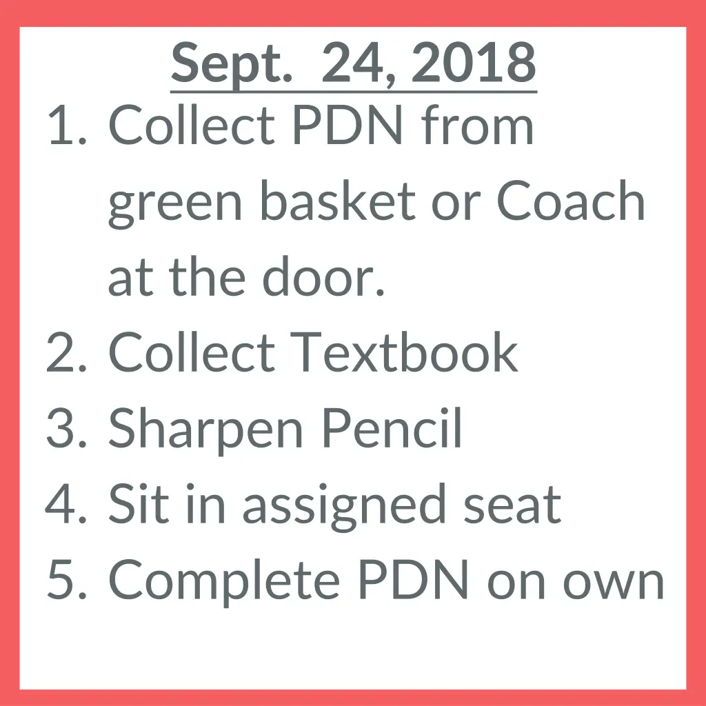 sept 24 2018 1 collect pdn from green basket n.w