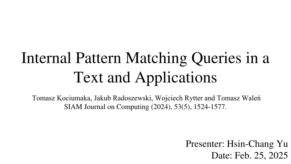 internal pattern matching queries in a text n.w