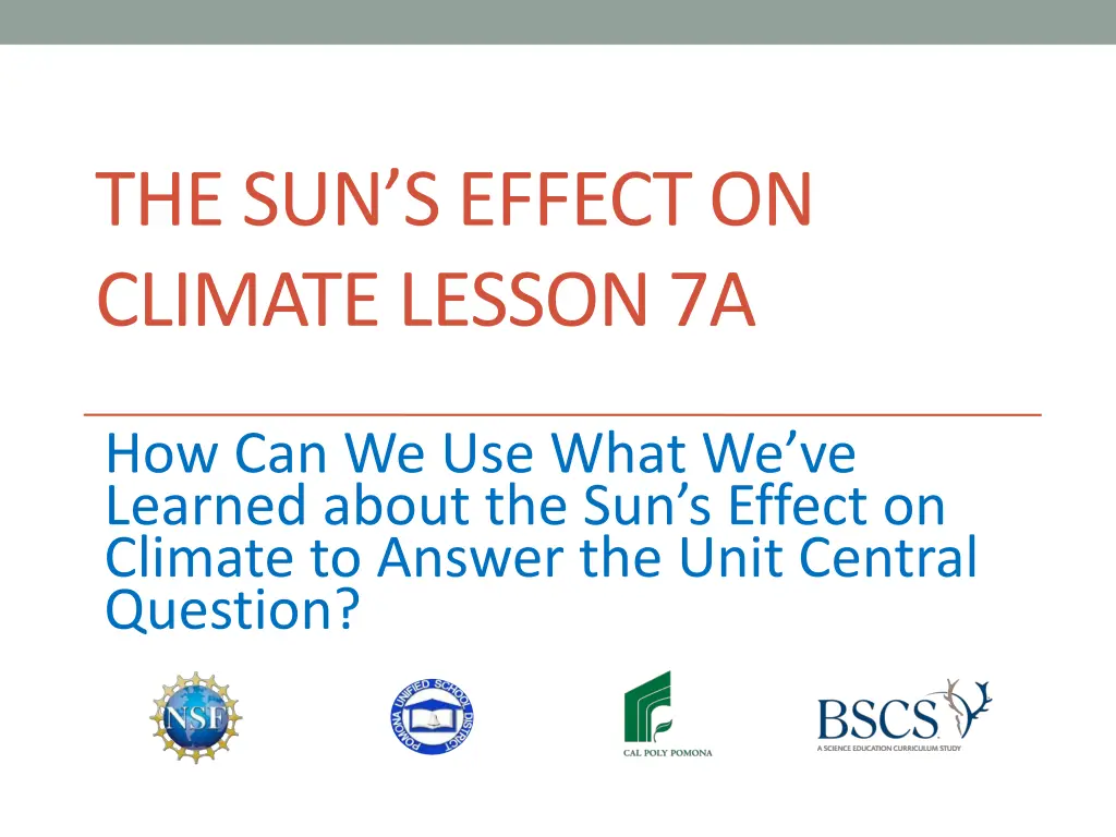 the sun s effect on climate lesson 7a n.w