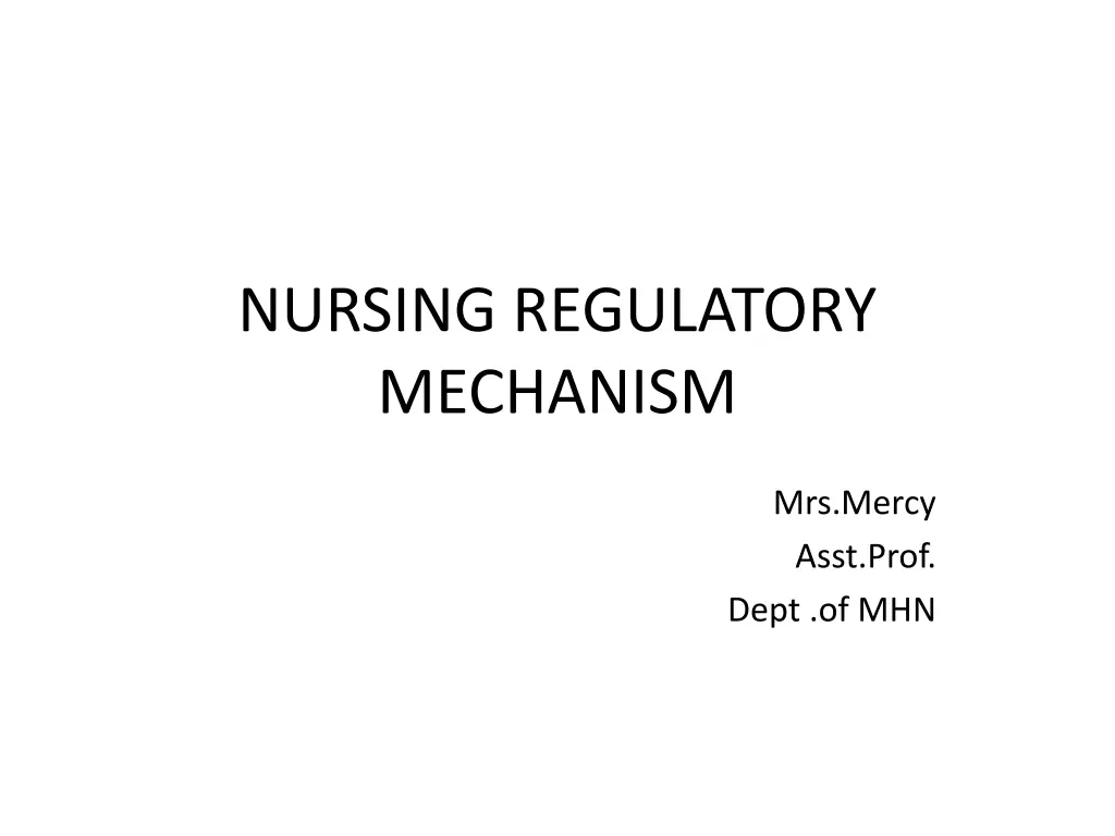 nursing regulatory mechanism n.w