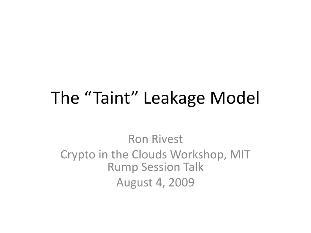the taint leakage model n.w