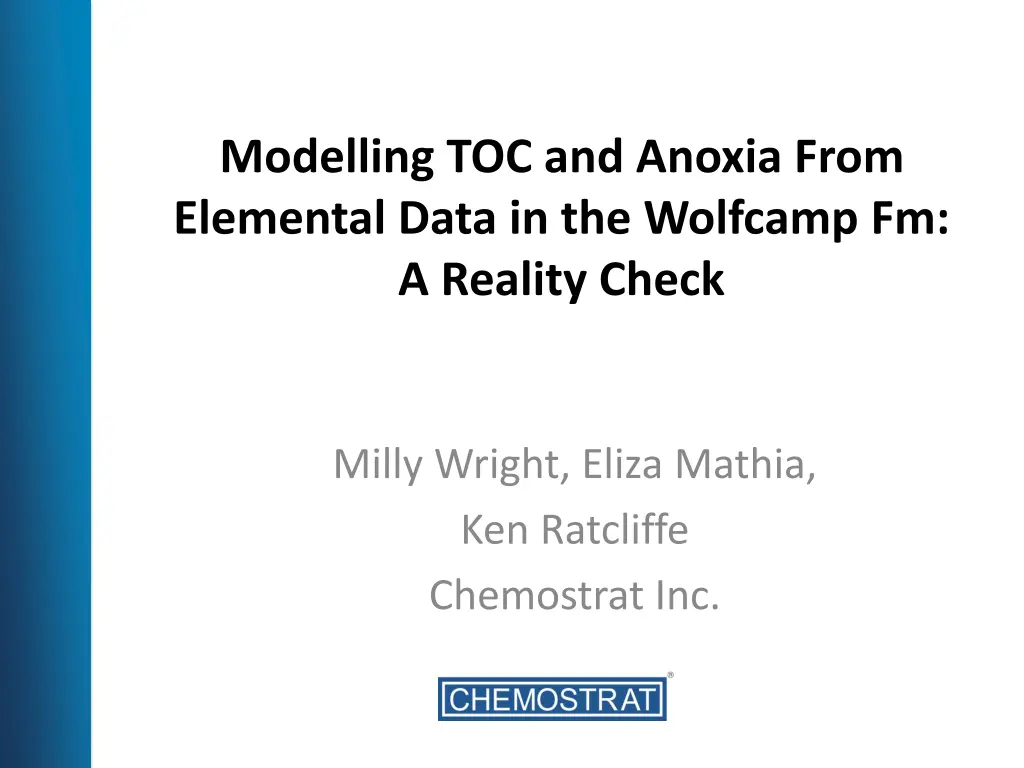 modelling toc and anoxia from elemental data n.w