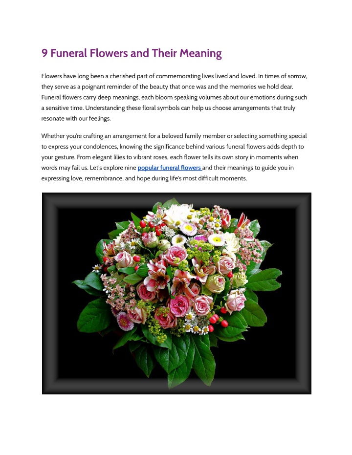 9 funeral flowers and their meaning n.w