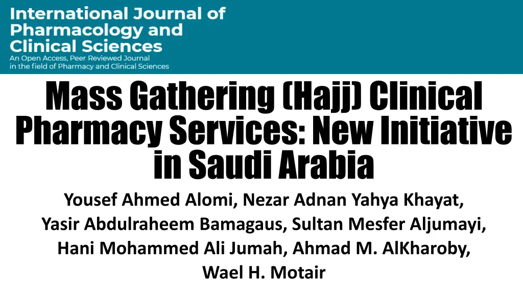mass gathering hajj clinical pharmacy services n.w