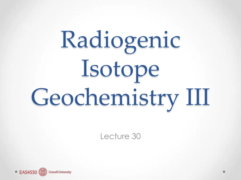 radiogenic isotope geochemistry iii n.w