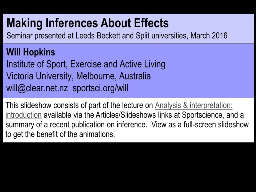 making inferences about effects seminar presented n.w