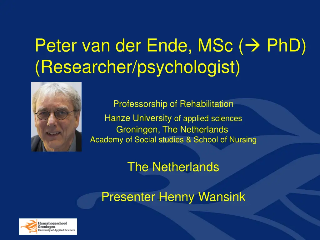 peter van der ende msc phd researcher psychologist n.w