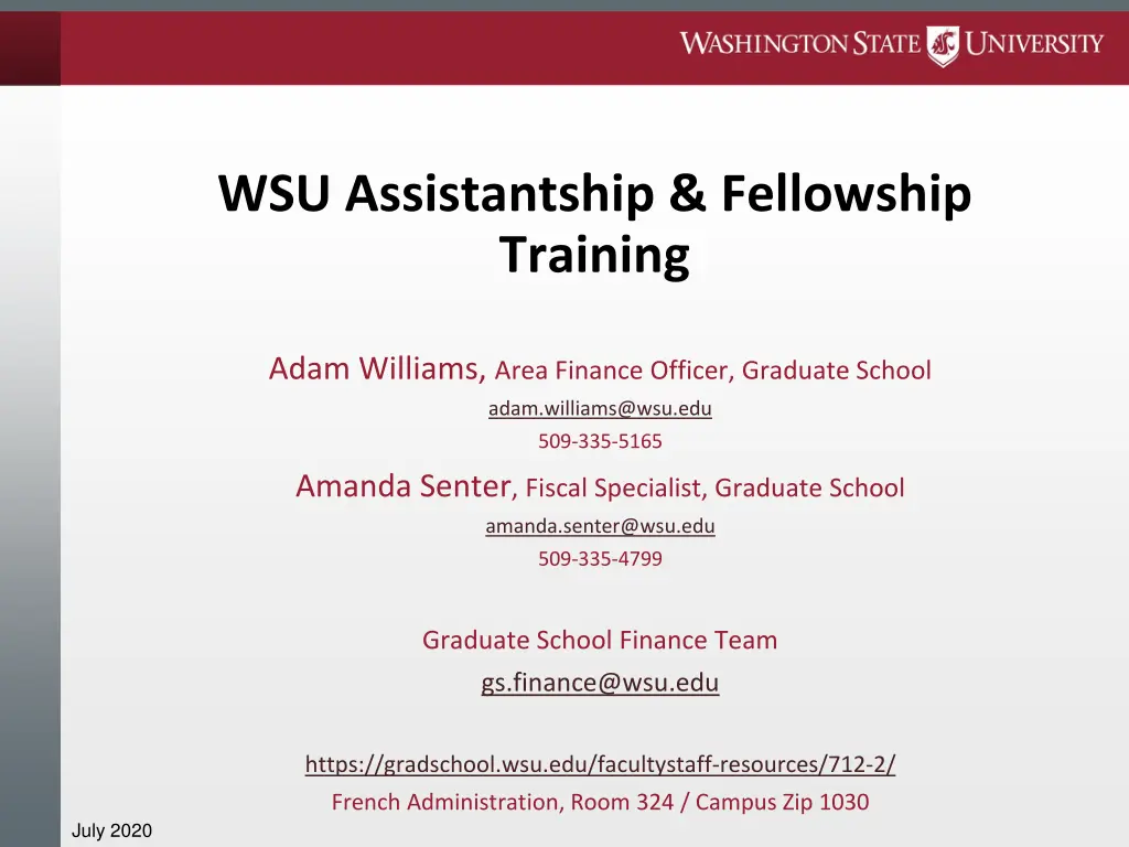 wsu assistantship fellowship training n.w