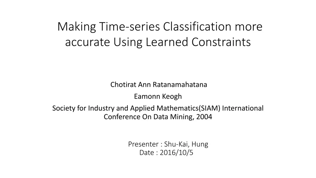 making time series classification more accurate n.w