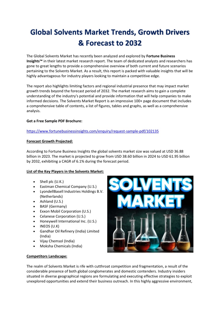 global solvents market trends growth drivers n.w