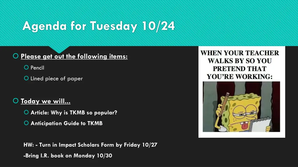 agenda for tuesday 10 24 n.w
