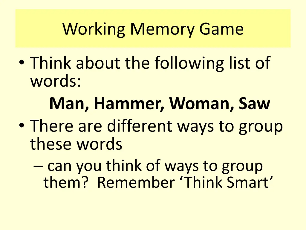 working memory game n.w