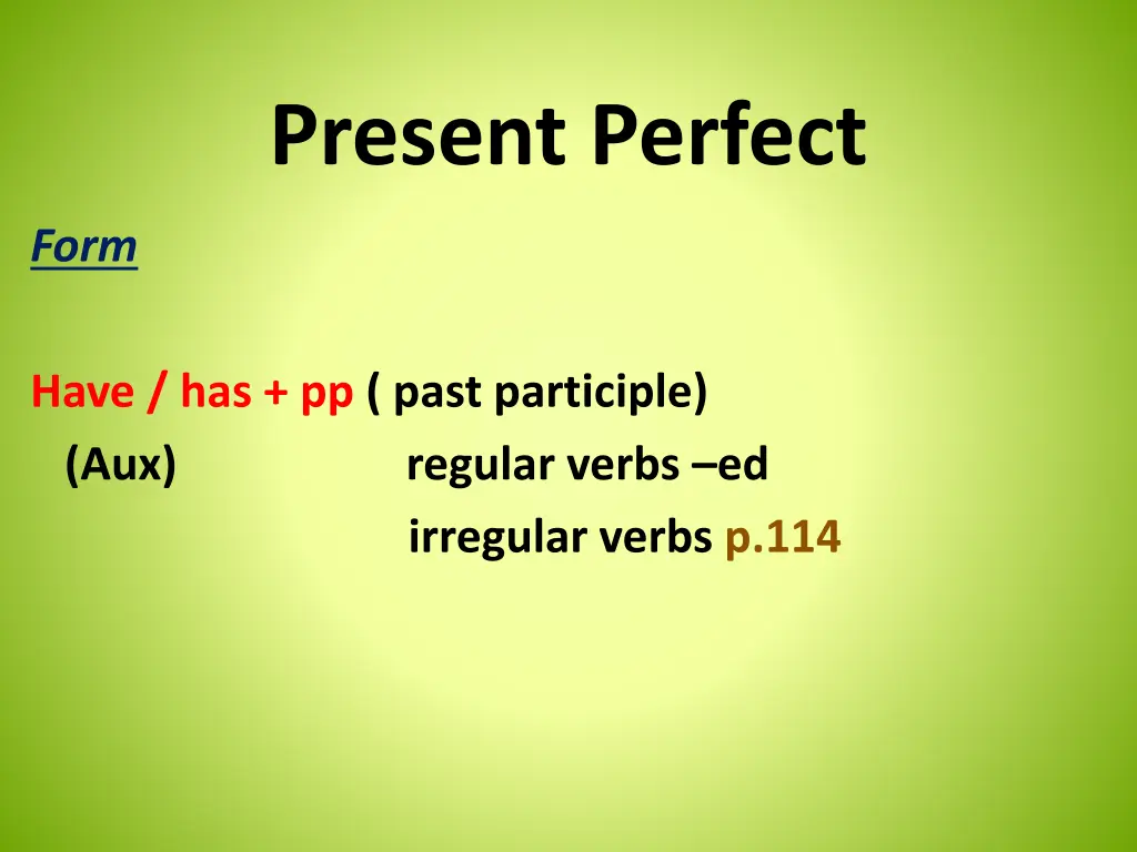 present perfect n.w