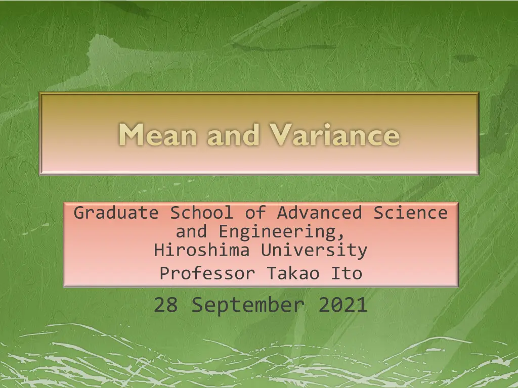 mean and variance n.w