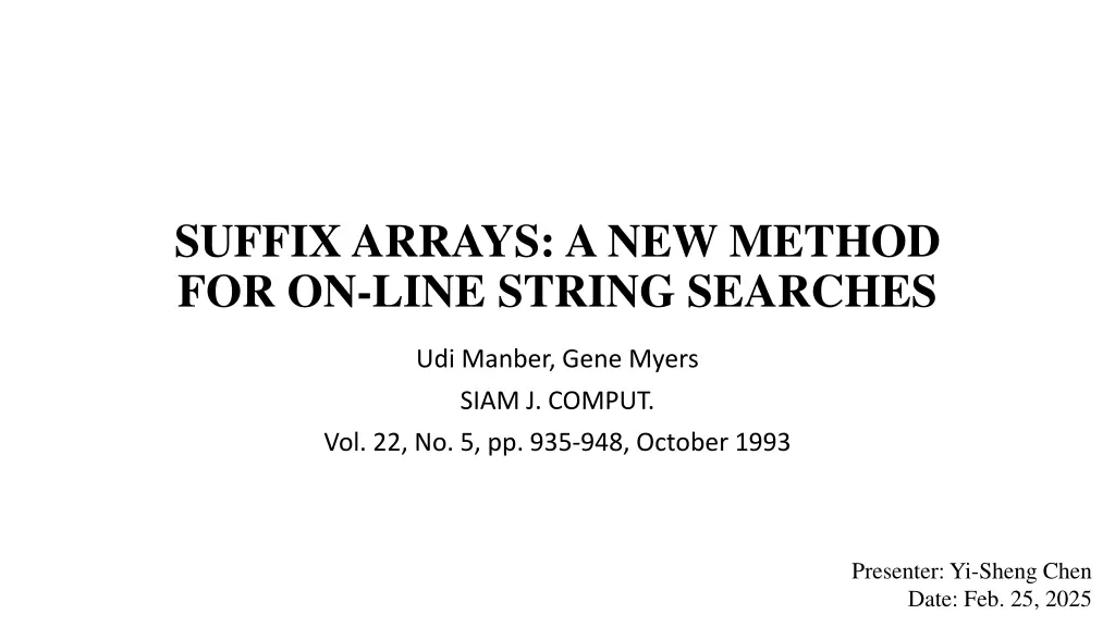 suffix arrays a new method for on line string n.w