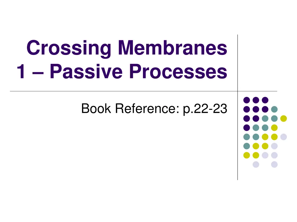 crossing membranes 1 passive processes n.w
