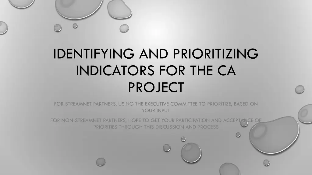 identifying and prioritizing indicators n.w