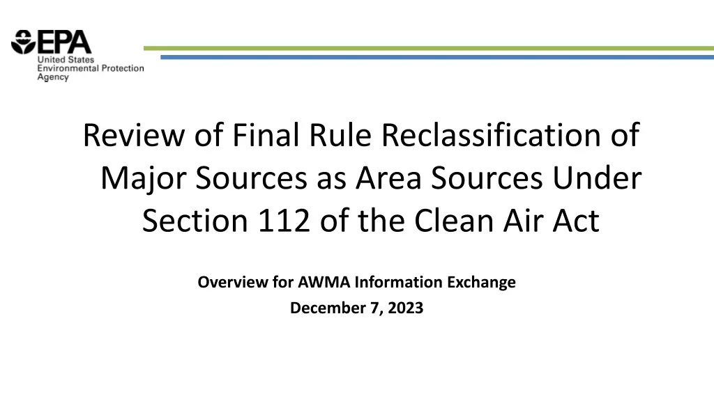 review of final rule reclassification of major n.w