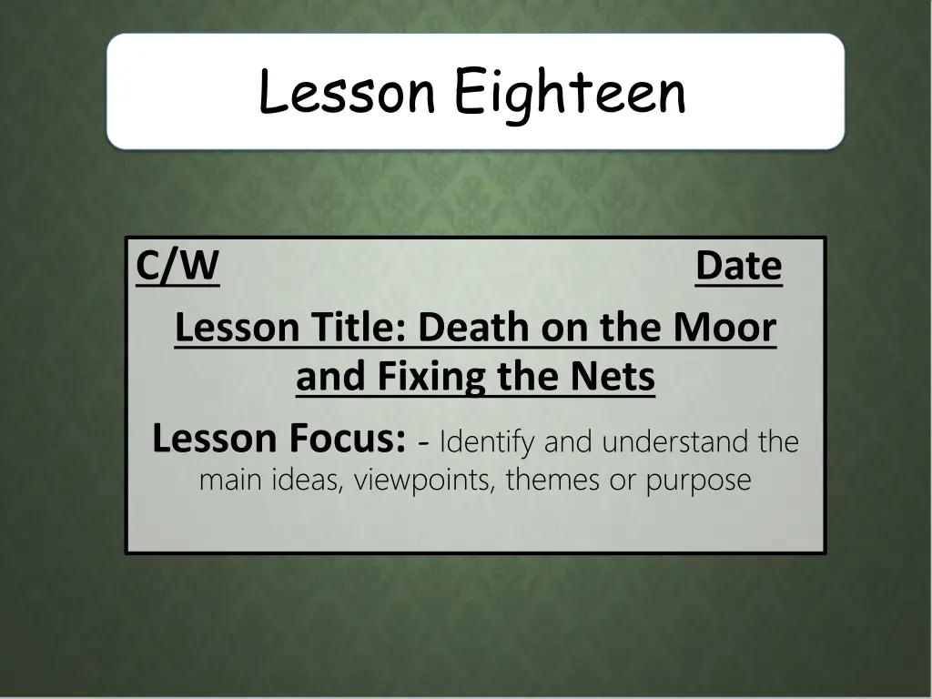 lesson eighteen n.w