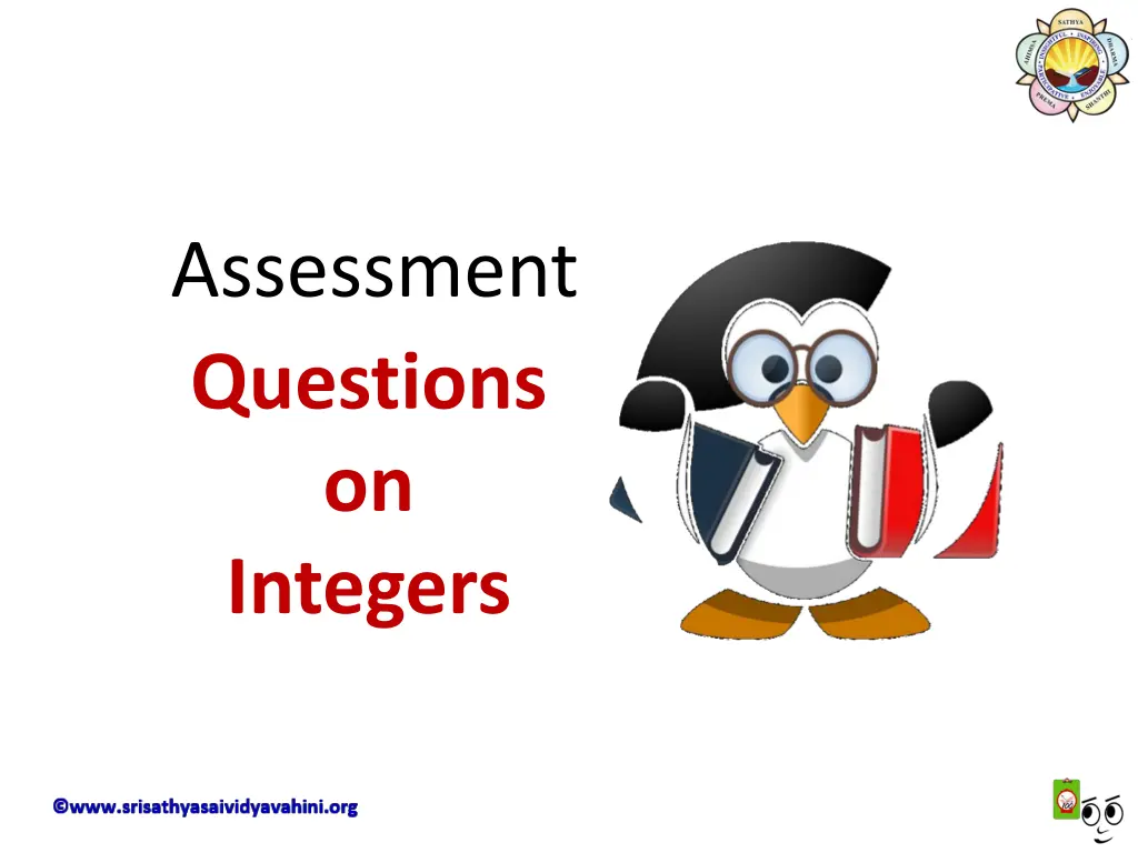 assessment questions on integers n.w