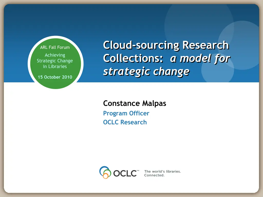 cloud sourcing research collections a model n.w