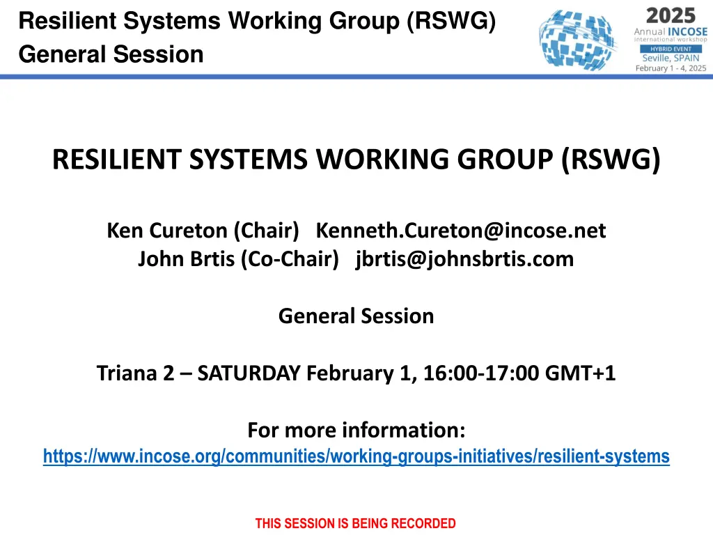 resilient systems working group rswg general n.w
