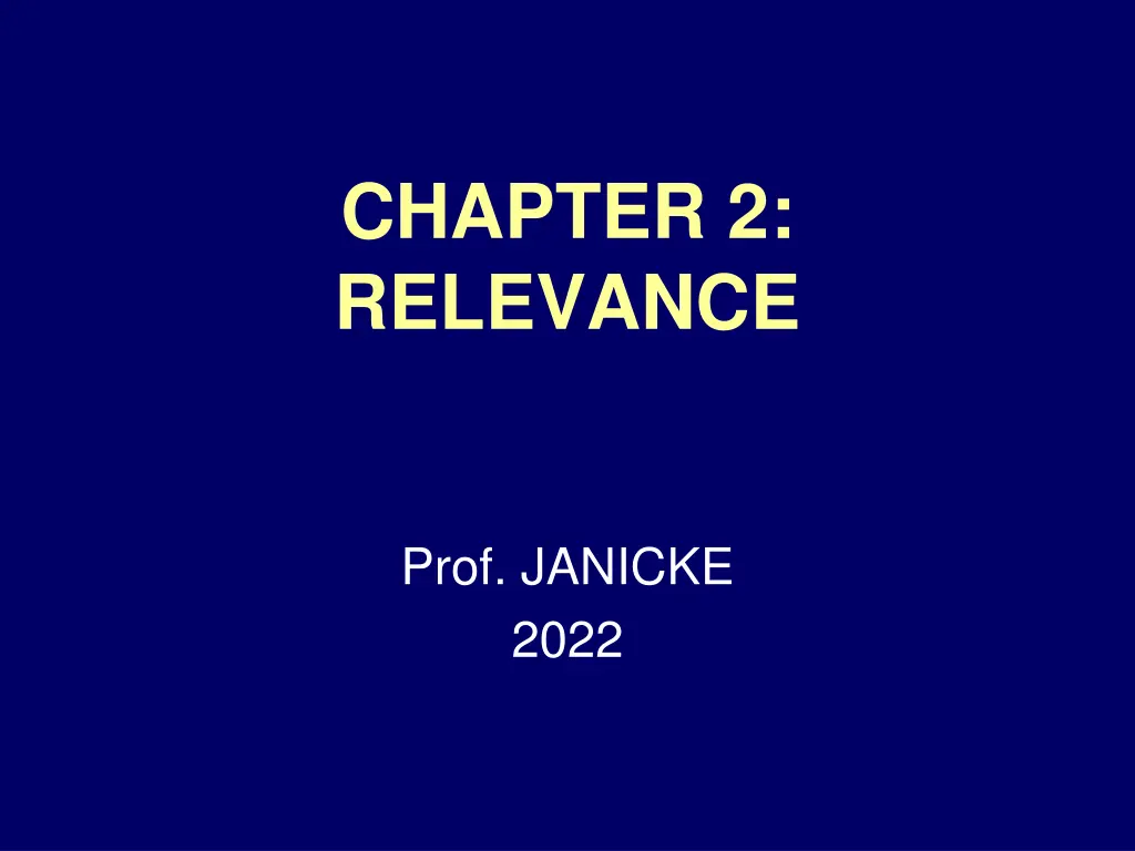 chapter 2 relevance n.w