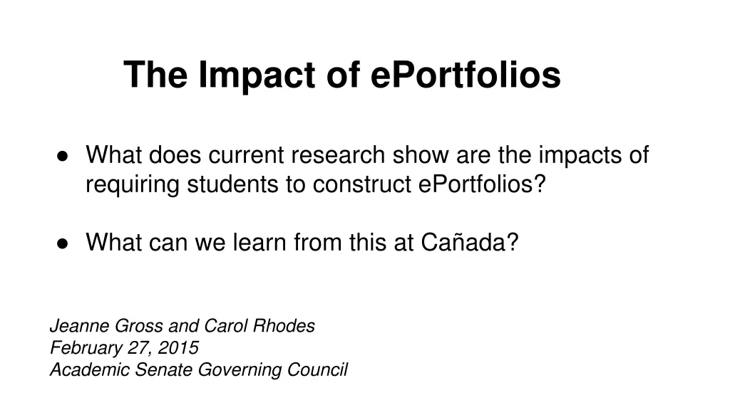 the impact of eportfolios n.w