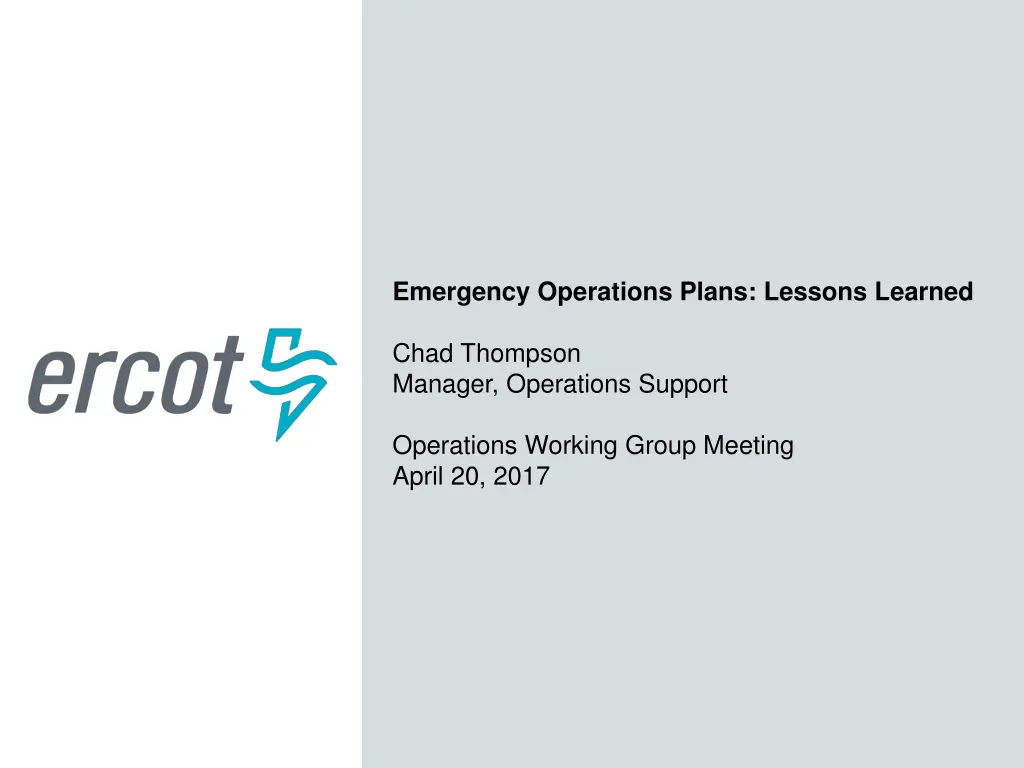 emergency operations plans lessons learned n.w