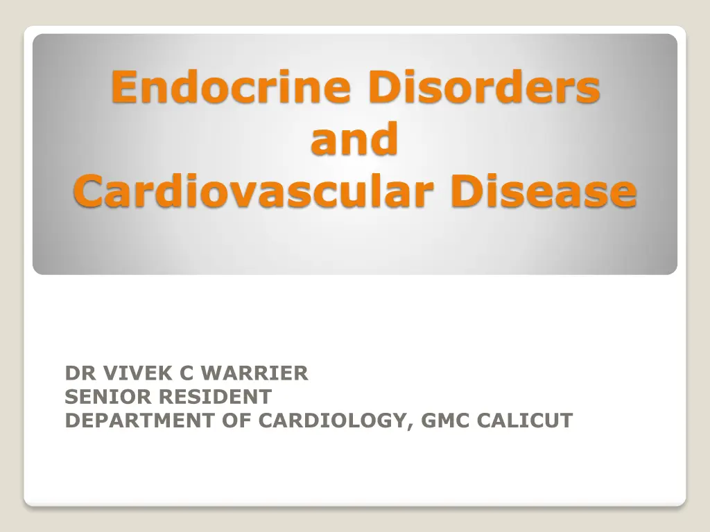 endocrine disorders and cardiovascular disease n.w