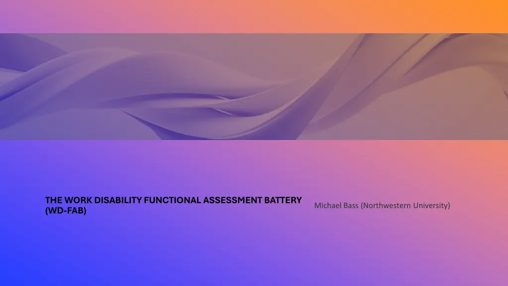 the work disability functional assessment battery n.w