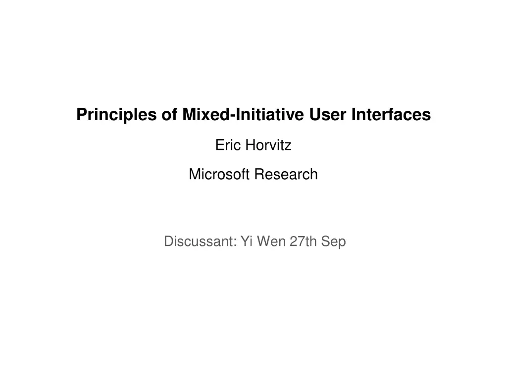 principles of mixed initiative user interfaces n.w