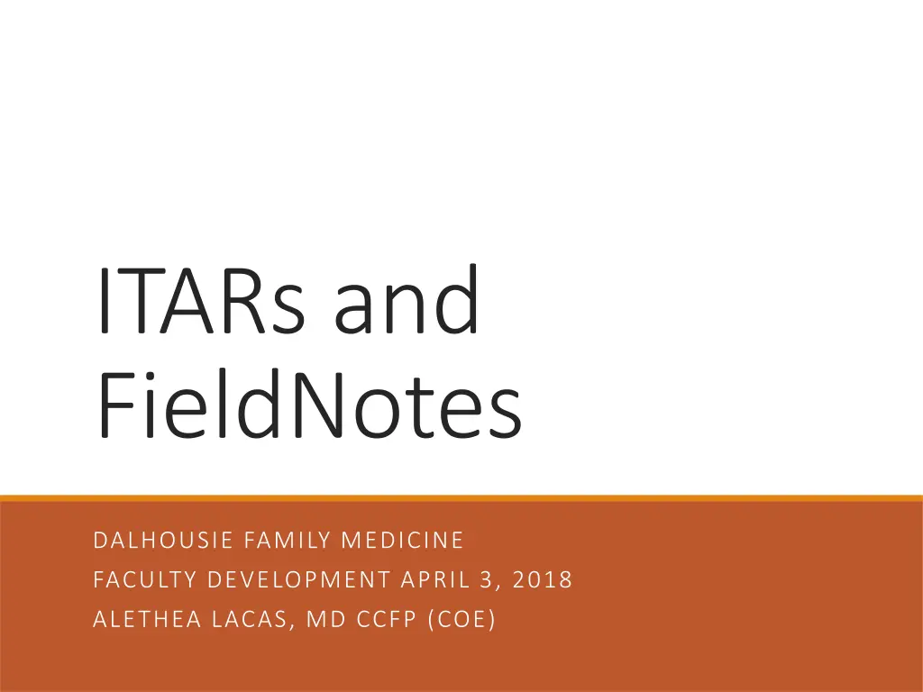 itars and fieldnotes n.w