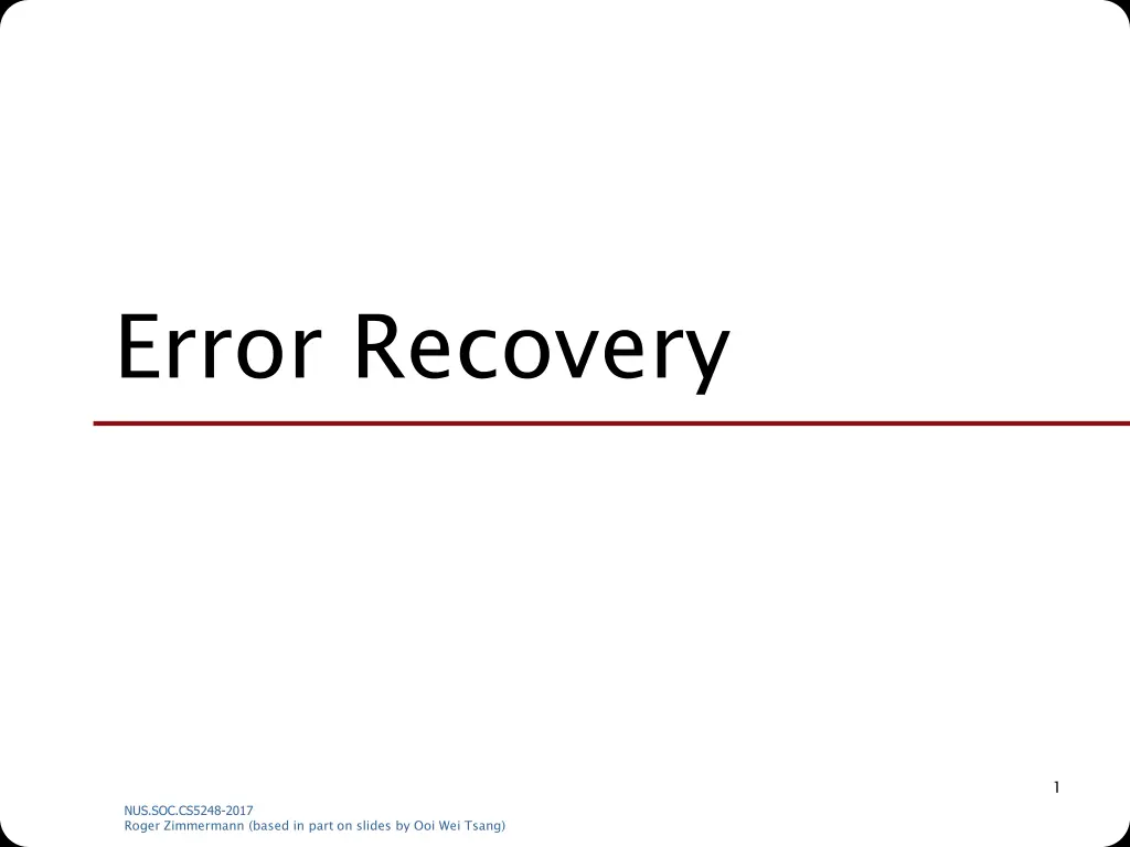 error recovery n.w