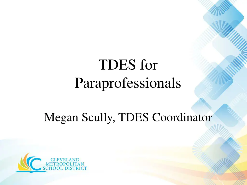 tdes for paraprofessionals n.w