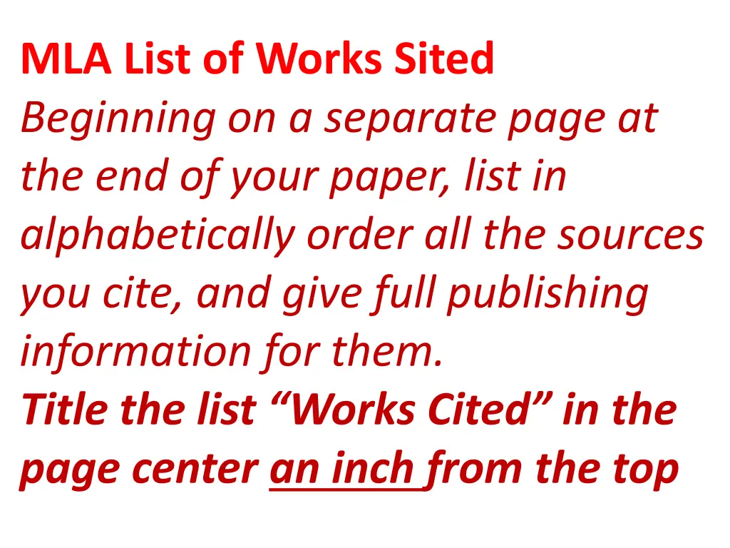 mla list of works sited beginning on a separate n.w